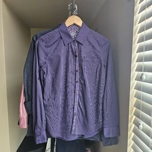 Women's Robert Graham Small Classic Fit Purple Striped Shirt